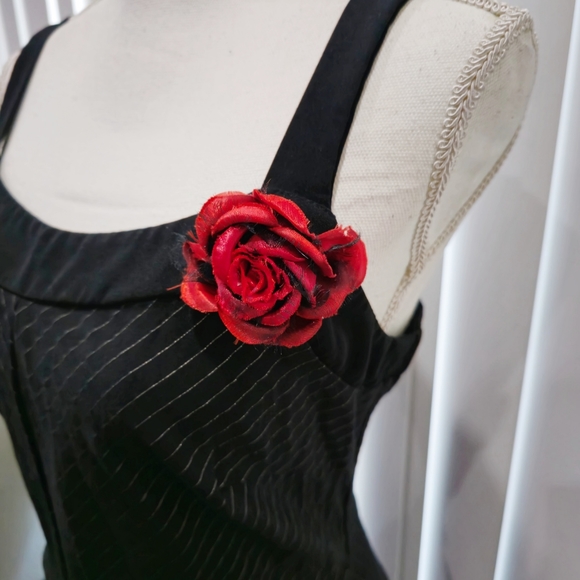 🆑️ Ruby Rox Pin Striped Dress | Black Red Rose Detail Prom 13 - Picture 9 of 16